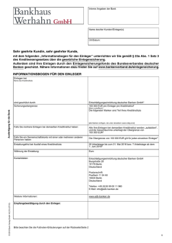 Informationsbogen f&uuml;r den Einleger