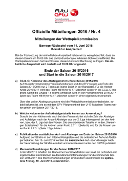 Offizielle Mitteilungen 2016 / Nr. 4 Mitteilungen der