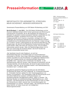 Importquote f&uuml;r Arzneimittel streichen: Mehr Sicherheit