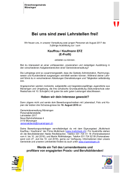 Lehrstelle Kauffrau / Kaufmann EFZ