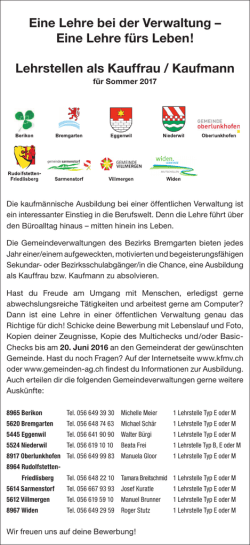 Eine Lehre bei der Verwaltung
