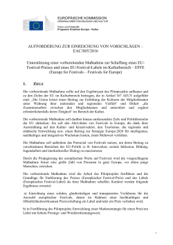 EAC/S05/2016 Unterst&uuml;tzung einer vorbereitenden Ma&szlig;nahme zur