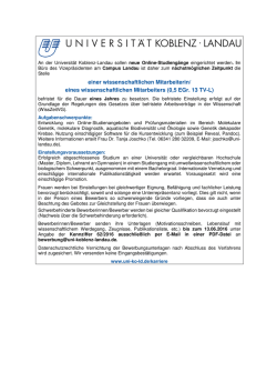 einer wissenschaftlichen Mitarbeiterin/ eines wissenschaftlichen