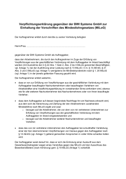 Verpflichtungserklärung gegenüber der BWI Systeme GmbH zur
