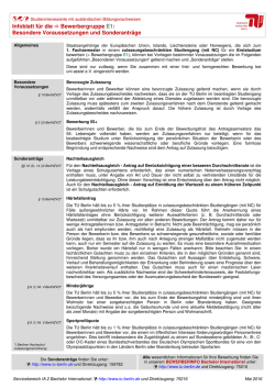 Infoblatt f&uuml;r die Bewerbergruppe E1: Besondere