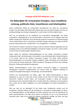Ein Rekordjahr f&uuml;r erneuerbare Energien: neue installierte