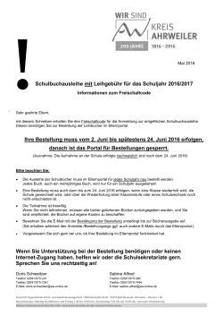 Infobrief Schulbuchausleihe mit Geb&uuml;hr