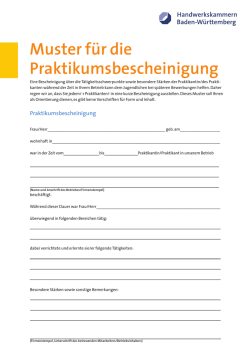Muster Praktikumsbescheinigung - Handwerks