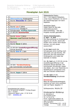 Monatsplan - Deutscher Kindergarten Bülderup