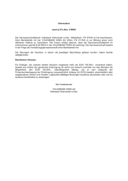 Information nach &sect; 37a Abs. 5 BWG Die Genossenschaftsbank
