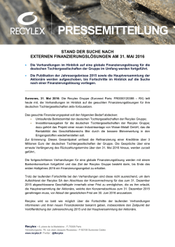 31.05.2016 Stand der Suche nach Externen