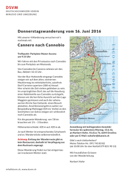 Donnerstagswanderung vom 16. Juni 2016 Cannero nach