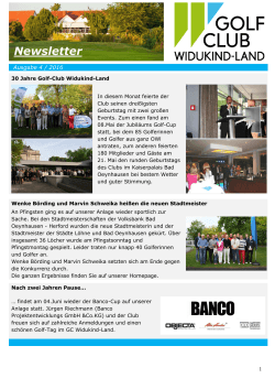 Neuer Newsletter des Club. - Golf-Club Widukind