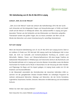 100. Katholikentag vom 25. Bis 29. Mai 2016 in Leipzig