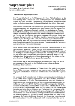 Jahresbericht migrationplus 2015 Der Vorstand traf sich zu f&uuml;nf