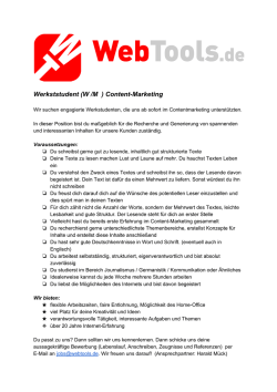 Werkststudent (W /M ) ContentMarketing