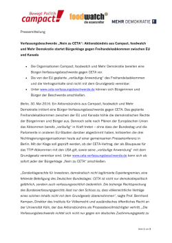 Pressemitteilung Verfassungsbeschwerde „Nein zu CETA
