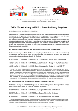 Ausschreibung / Infos - Zentralschweizer Nachwuchsförderung