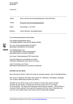 Grusswort des Grossratspr&auml;sident Carlos Reinhard