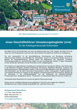 einen Gesch&auml;ftsf&uuml;hrer/ Umsetzungsbegleiter (m/w)