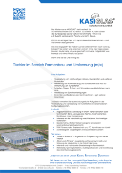 Tischler im Bereich Formenbau und Umformung (m/w)