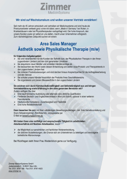 Area Sales Manager Ästhetik sowie Physikalische Therapie (m/w)