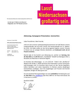 Hiermit laden wir Sie herzlich zum Aktionstag ein, welcher am