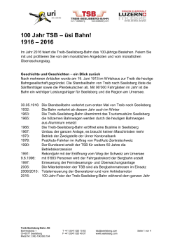 100 Jahr TSB – üsi Bahn! 1916 – 2016