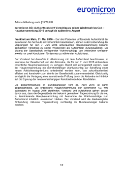 Ad-hoc-Mitteilung nach §15 WpHG 1/2 euromicron AG: Aufsichtsrat