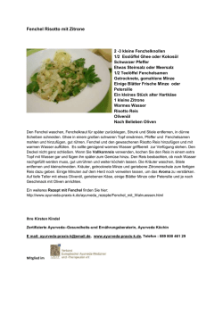 Fenchel Risotto mit Zitrone - Ayurveda Praxis Kirsten Kindel