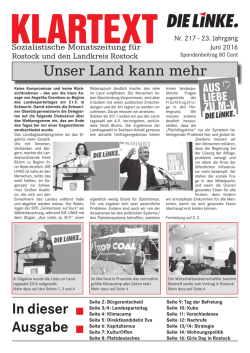 In dieser Ausgabe Unser Land kann mehr