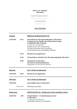 Gottesdienste vom 21.05.-29.05.2016