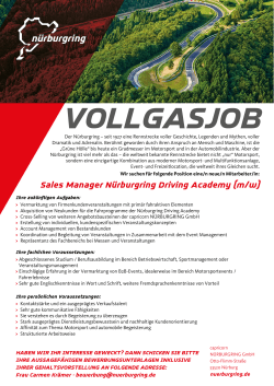 Sales Manager Nürburgring Driving Academy (m/w)