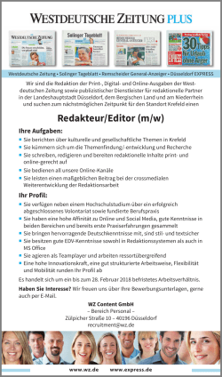 Redakteur/Editor (m/w)