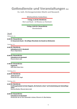 Gottesdienste und Veranstaltungen der