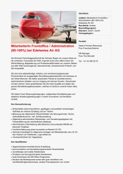 MitarbeiterIn Frontoffice / Administration (80-100%) bei