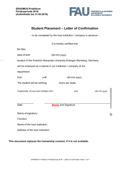 Student Placement – Letter of Confirmation - Friedrich