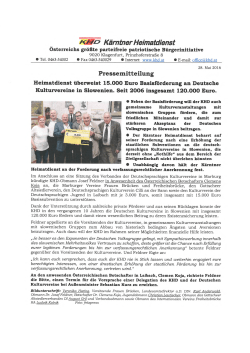 Pressemitteilung Deutsche Volksgruppe Slowenien KHD Förderung