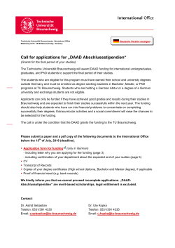 Call for applications for „DAAD Abschlussstipendien“