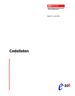 CodelistenReport201606 Stand: 01. Juni 2016 Codelisten