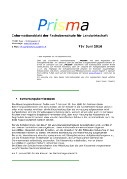 Informationsblatt Prisma - Fachoberschule für Landwirtschaft Auer