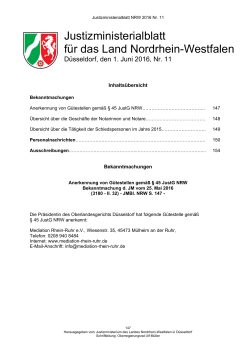 JMBl. Ausgabe Nr. 11 v. 1. Juni 2016 - NRW-Justiz