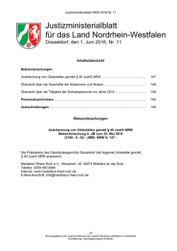 JMBl. Ausgabe Nr. 11 v. 1. Juni 2016 - NRW-Justiz