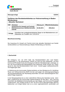 Verfahren des Bundeskartellamtes zur Holzvermarktung in Baden