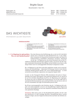 Informationen aus dem Steuerrecht, Juni 2016
