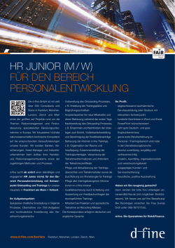 hr junior (m / w) f&uuml;r den bereich personal entwicklung - d