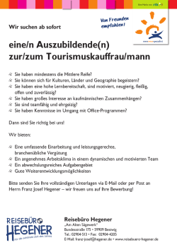 eine/n Auszubildende(n) zur/zum Tourismuskauffrau/mann