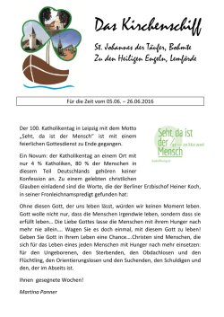 Pfarrbrief St. Johannes der Täufer vom 5. - 25. Juni 2016