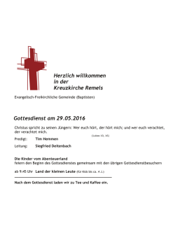 Gottesdienst am 29.05.2016 - Evangelisch
