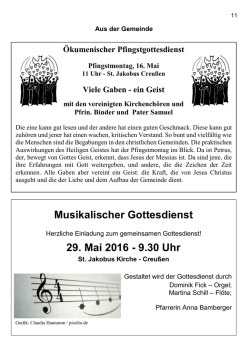 Ökumenischer Gottesdienst - Kirchengemeinde St. Jakobus Creußen